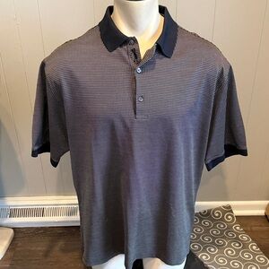 Bobby Jones Men Large Black and Tan Checkered Polo Casual Preppy